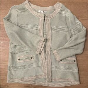 CAbi Mint Green and Cream Cardigan Sweater